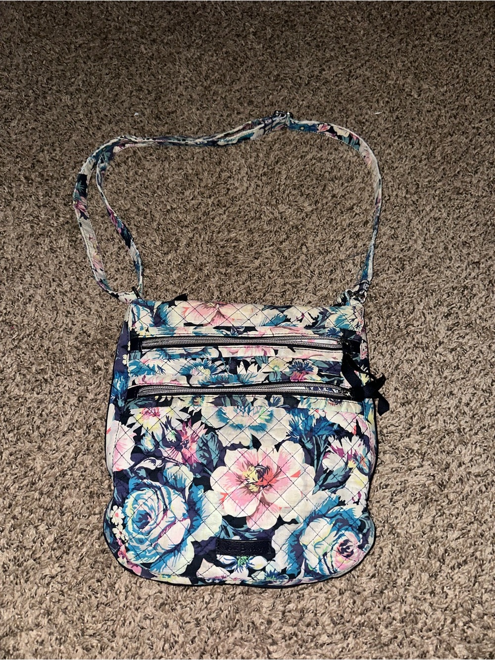 Vera Bradley Floral Quilted Crossbody - Blue, Pink & Cream